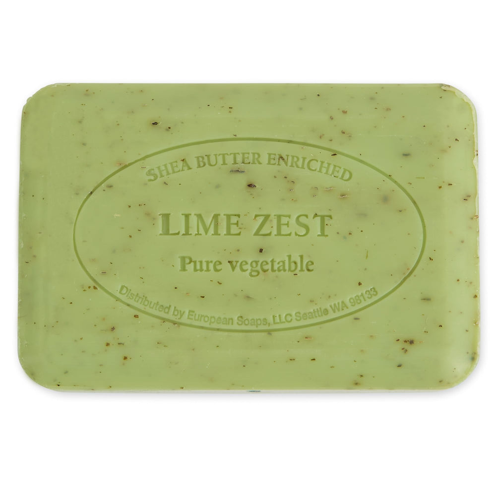 Pre de Provence lime zest creamy lather on palm demonstrating rich foam and gentle cleansing