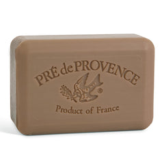 Pre de Provence front packaging showing patchouli bar and elegant presentation benefit: premium gift-ready look