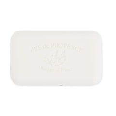 Pre de Provence soap side profile highlighting smooth quad-milled texture benefit