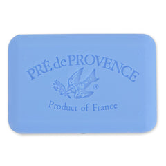 Pre de Provence close-up texture showing smooth quad-milled surface and luxury feel