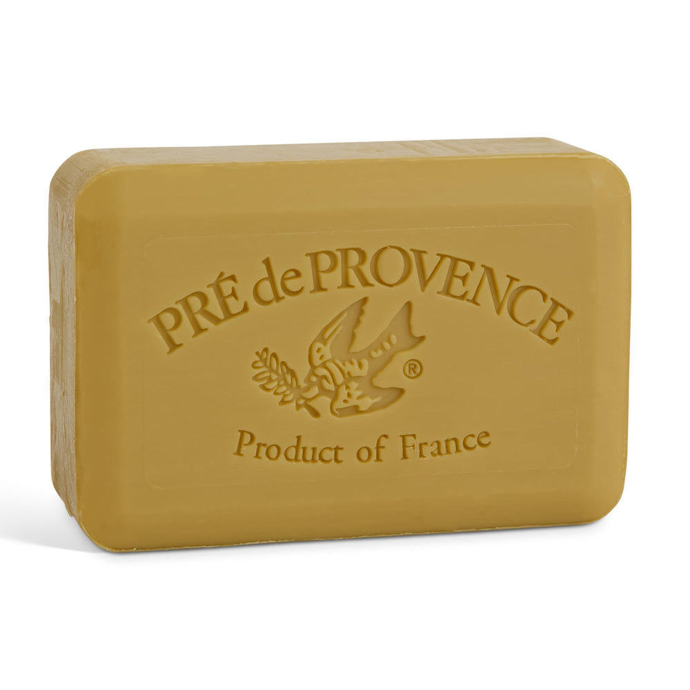 Pre de Provence front packaging showing elegant verbena branding and benefit of artisanal quality