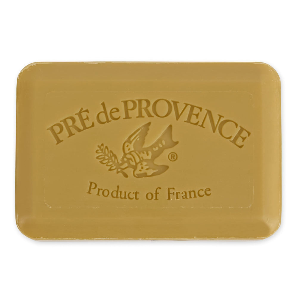 Pre de Provence close-up of soap texture revealing smooth quad-milled surface for rich lather
