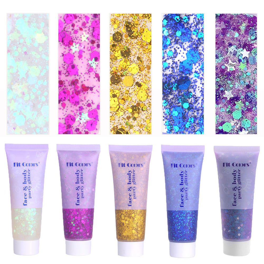 Prehot front packaging showing five glitter gel tubes and vibrant colors for quick selection