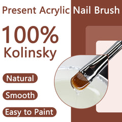 Present close-up of Kolinsky bristle tip for precise fine-line control