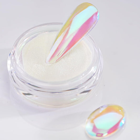 Pretty Diva jar front view showing aurora chrome powder and neat packaging benefit professional finish
