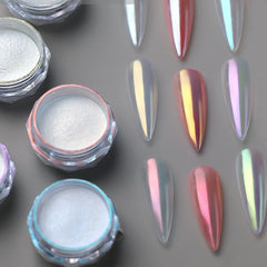 Pretty Diva pack front view showing eight pearl chrome powders for versatile manicures