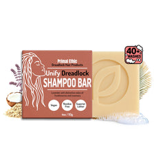 Primal Ethic shampoo bar front packaging showing travel-ready bar benefit