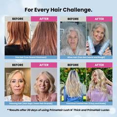 PRIME PROMETICS shampoo in use massaged into scalp for fuller hair
