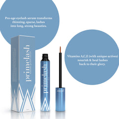 PRIME PROMETICS PrimeLash serum texture on fingertip highlighting lightweight feel