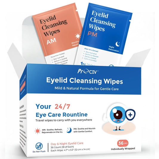 ProCIV front packaging showing day and night wipes, clear routine benefit