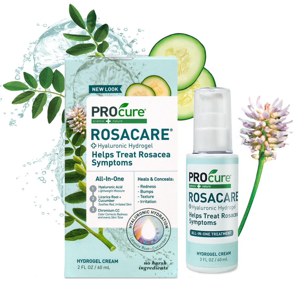 PROcure Rosacare front packaging showing compact 2 fl oz tube and benefits