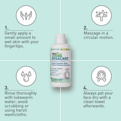 PROcure Rosacare creamy texture on hand demonstrating moisturizing cleanse