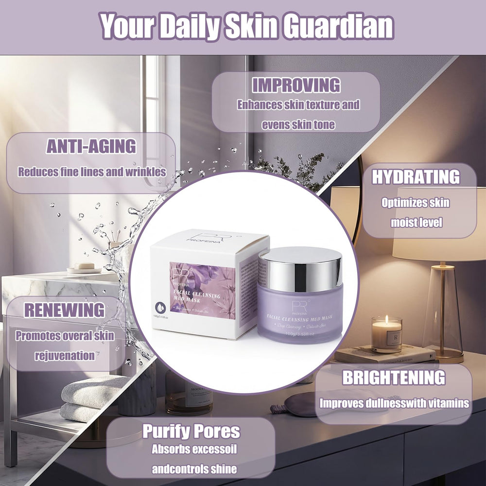 PROFEINA jar in a spa setting with towel showing relaxing weekly routine benefit