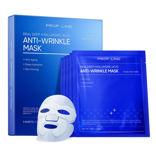 PROF.LING front packaging showing five hydrating sheet masks and benefits