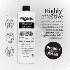 Pronto pouring stream of acetone demonstrating quick, controlled dispensing benefit