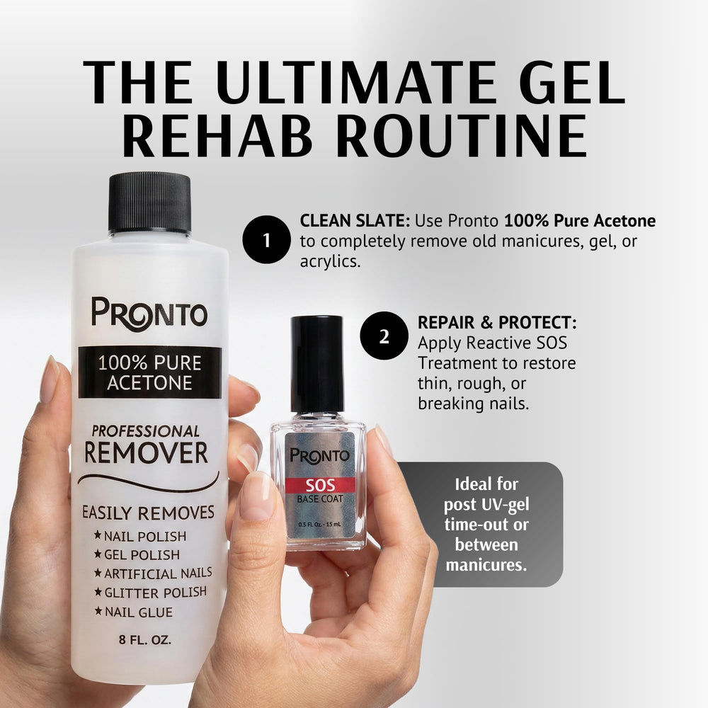 Pronto pure acetone bottle close-up highlighting fast removal
