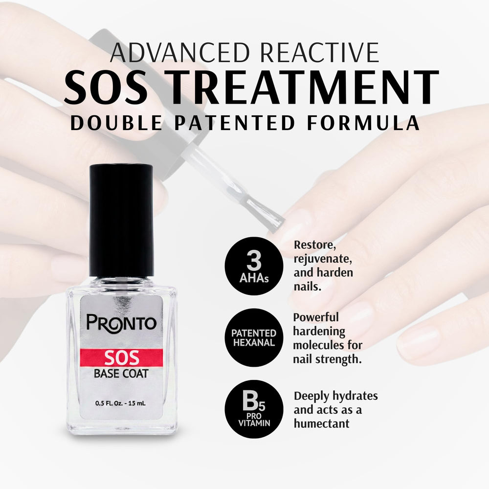 Pronto SOS Nail Repair Treatment bottle label displaying product details