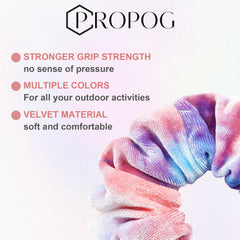 PROPOG scrunchie used in a loose bun showing volume and hair protection benefit