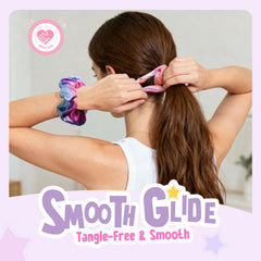 PROPOG scrunchie next to hand displaying size and stretch benefit
