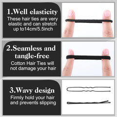 ProSuites thick black ties detail showing secure hold for dense hair