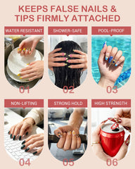 PSUVP being applied to press-on nail in hand for easy salon-style results
