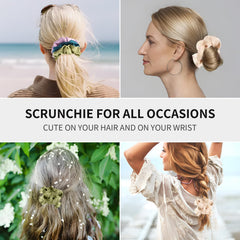 PTSHOW scrunchies on a dressing table suggesting elegant everyday use