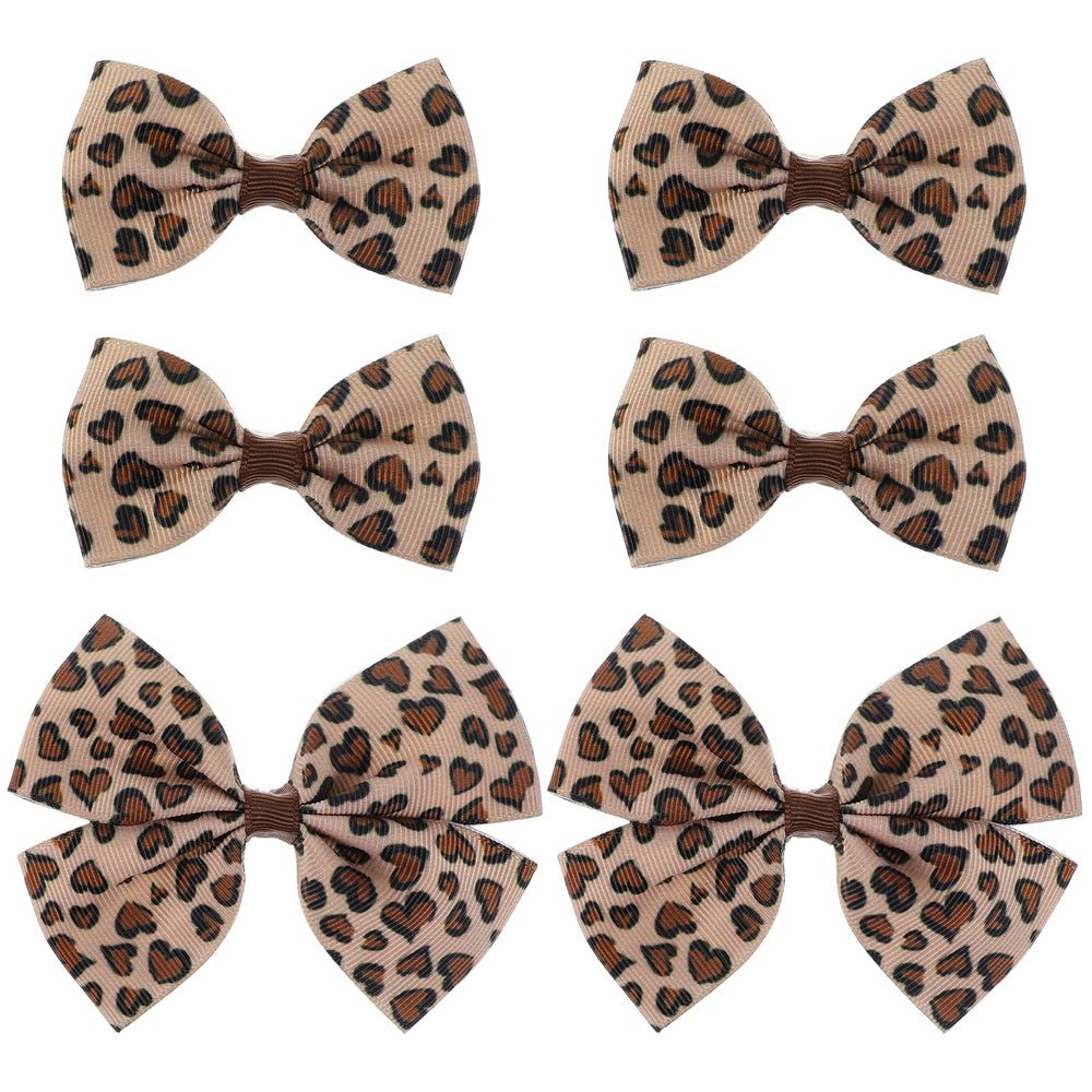 Ptwola front view of leopard bow clips showing retro style and secure hold