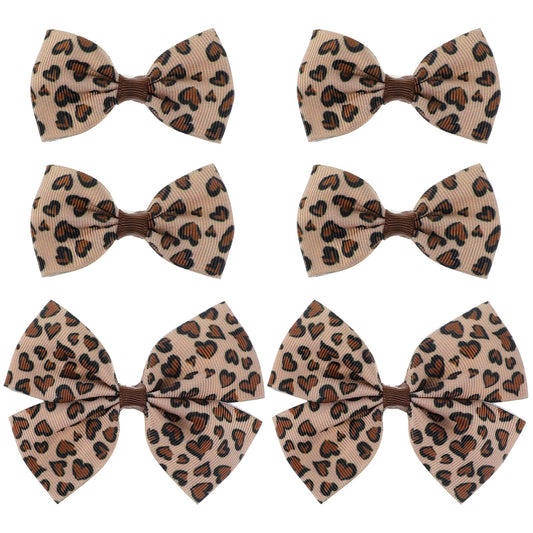 Ptwola front view of leopard bow clips showing retro style and secure hold