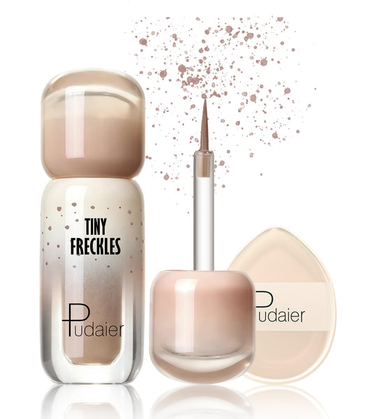 Pudaier freckle pen packaging showing compact travel-ready benefit