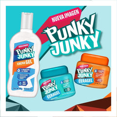 Punky Junky styled model with wet-look hair highlighting shine and long-lasting hold