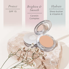 PÜR MINERALS compact open with mirror for quick touch-ups on the go
