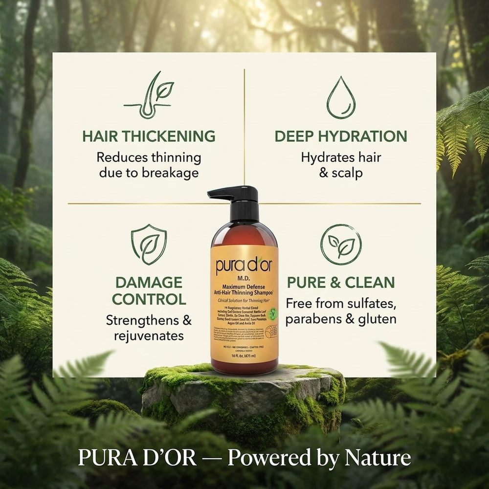 PURA D'OR back label with directions and ingredient list for safe, informed use