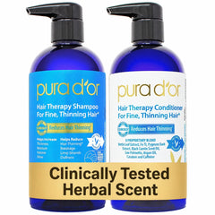 PURA D'OR front packaging showing the biotin thinning therapy set for fuller hair