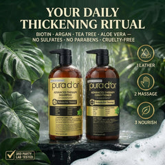 PURA D'OR conditioner applied to hair mid-lengths to add hydration