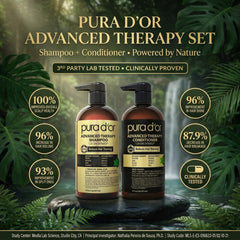 PURA D'OR shampoo in hand producing lather to help reduce buildup
