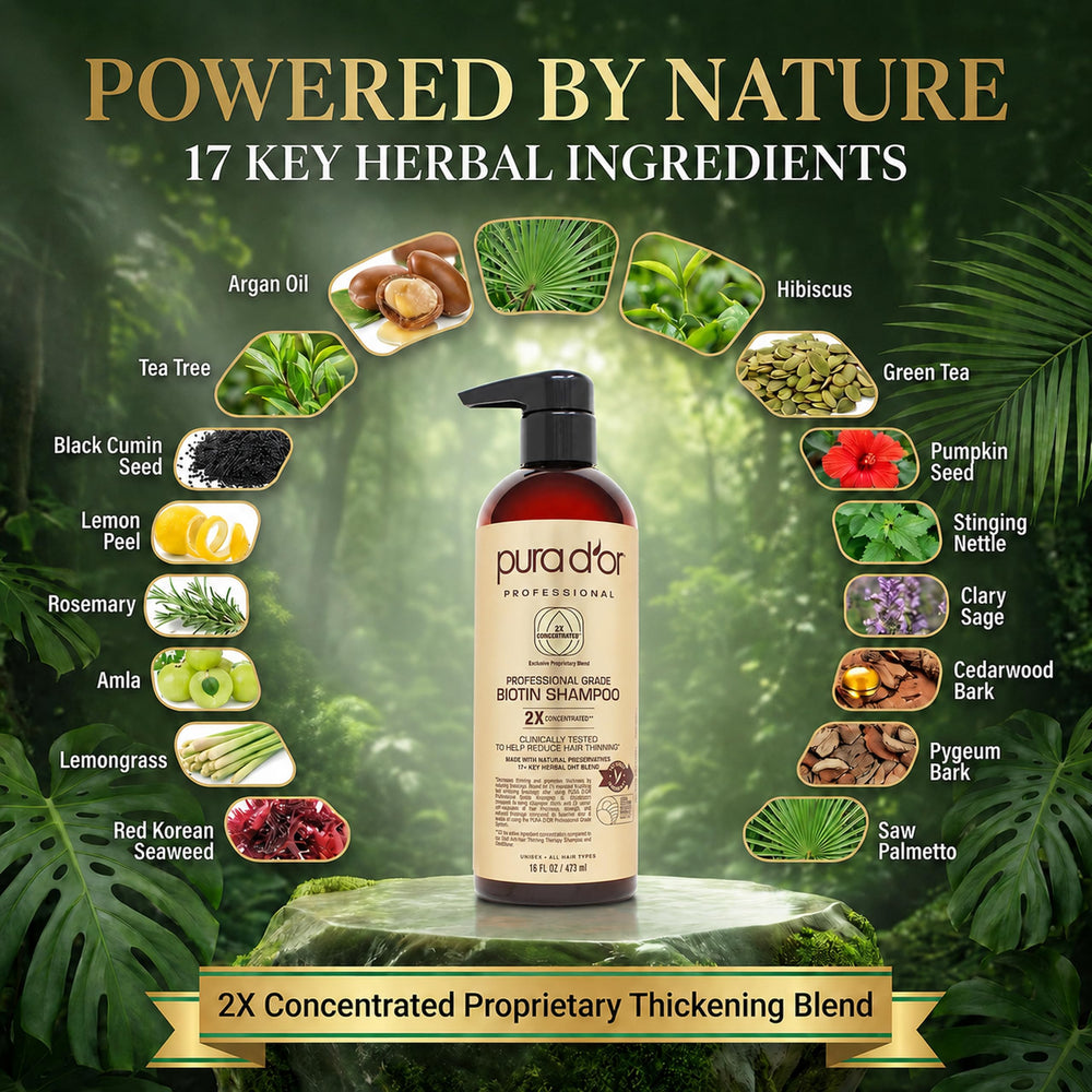 PURA D'OR bottle in shower setting showing everyday routine convenience