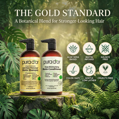 PURA D'OR 16oz bottle next to ruler for scale so buyers see true product size advantage