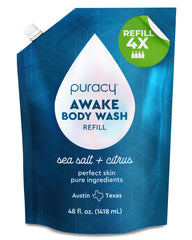 Puracy AWAKE refill bottle front label showing scent and size benefits