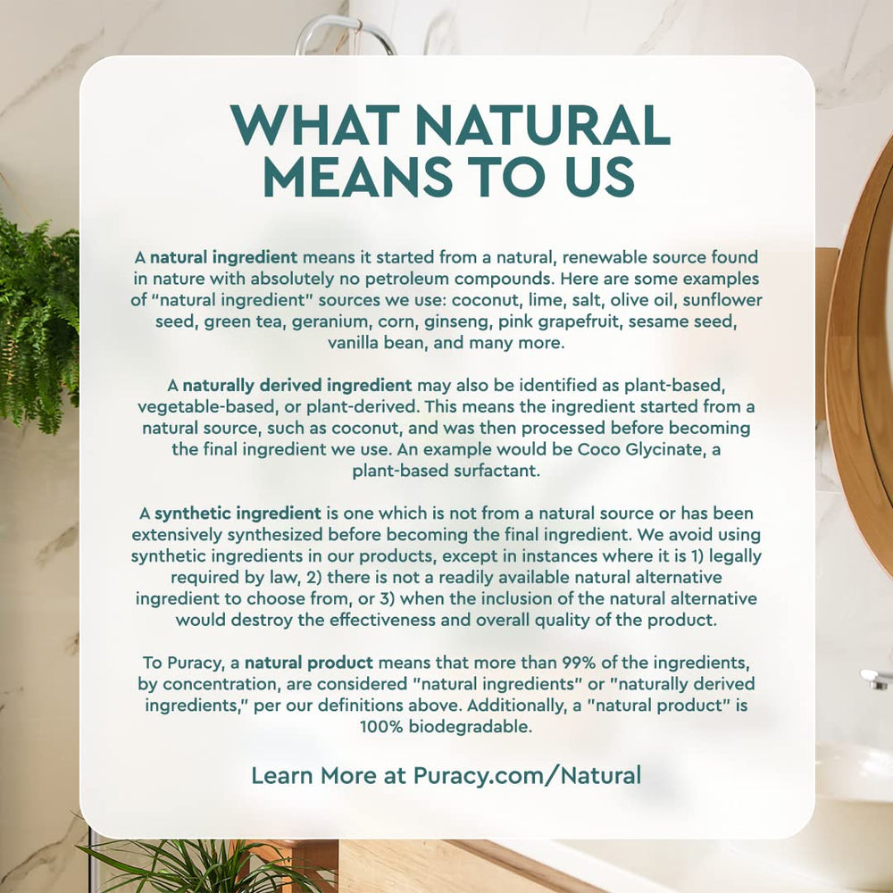 Ingredients layout of sea salt and aloe with Puracy to show natural formulation benefit