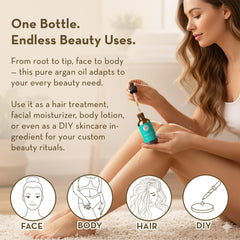 Pure Body Naturals applying oil to face for hydrated, non-greasy finish