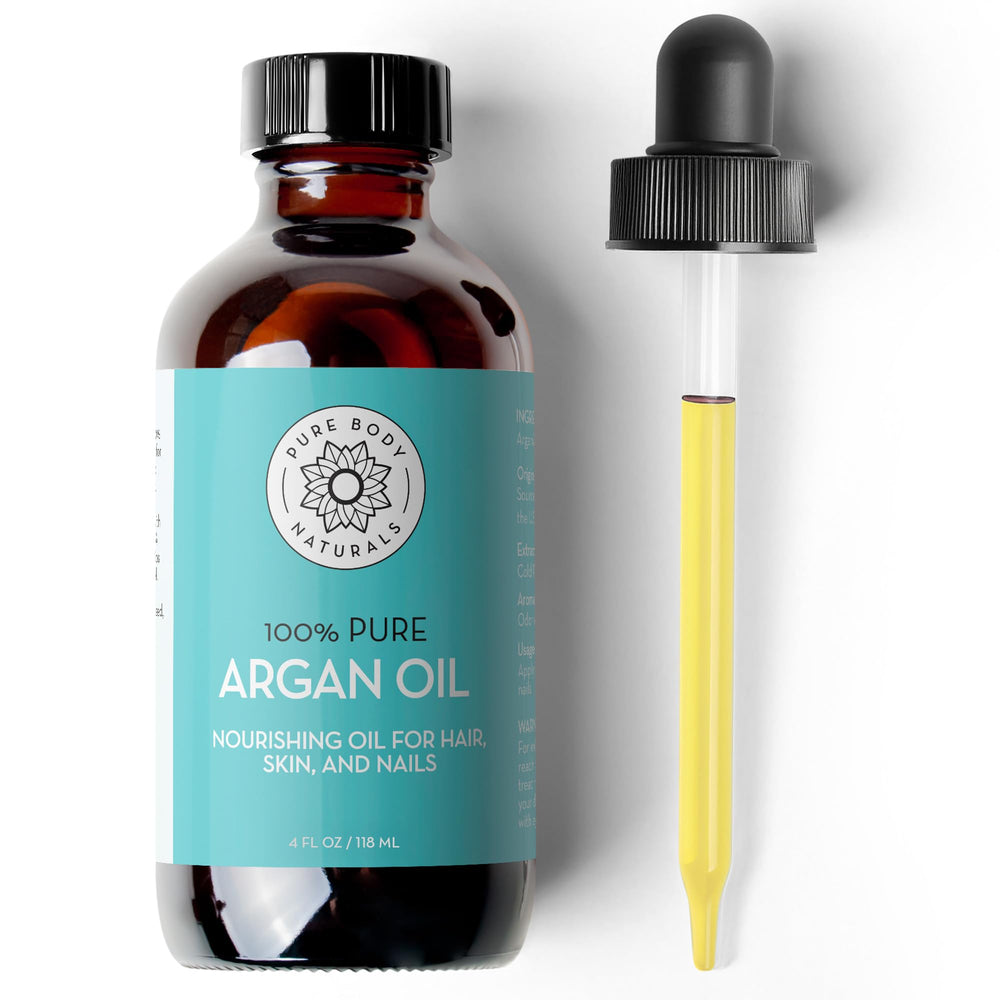 Pure Body Naturals front bottle showing label and amber glass for protection