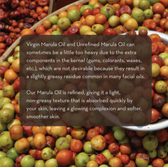 Pure Body Naturals marula oil ingredients label highlighting 100% marula