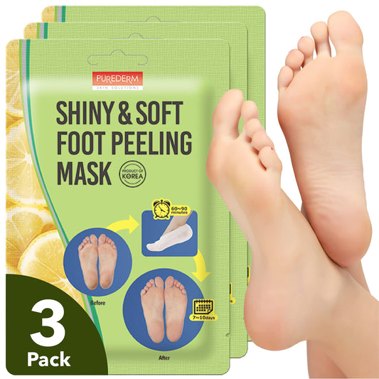 Purederm front packaging showing three pairs and product benefit for softer feet