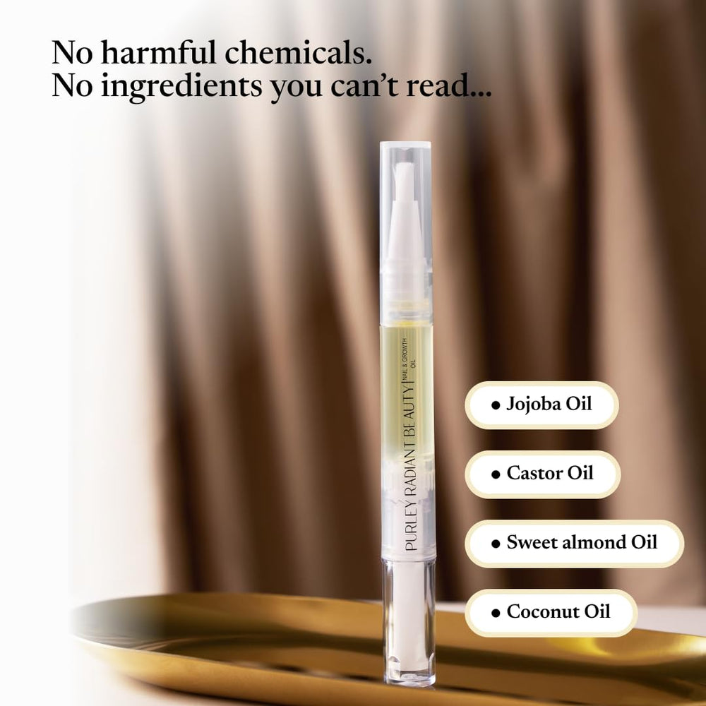 Purely Radiant oil being massaged into fingernail to improve hydration