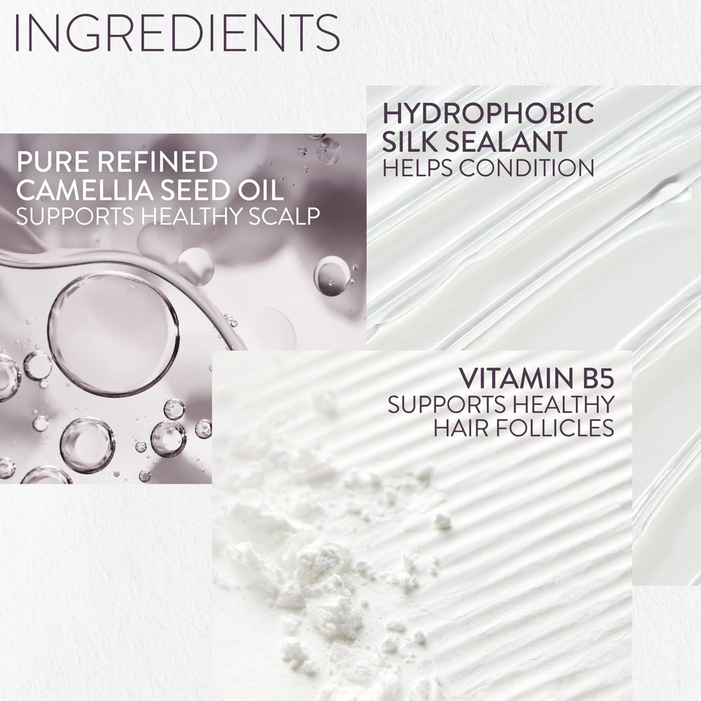 Applying Pureology oil to damp hair for frizz control and heat protection benefit