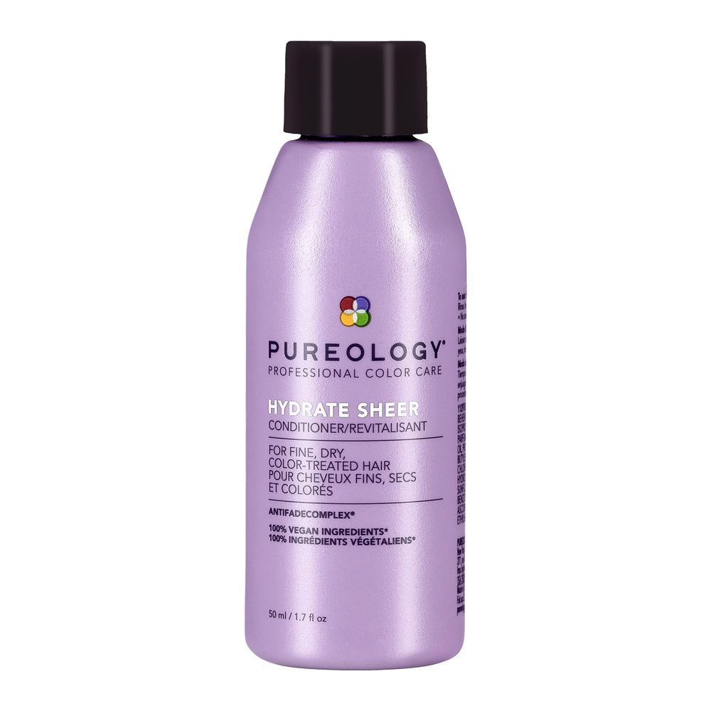 Pureology hydrate sheer front tube showing compact travel-friendly packaging and brand