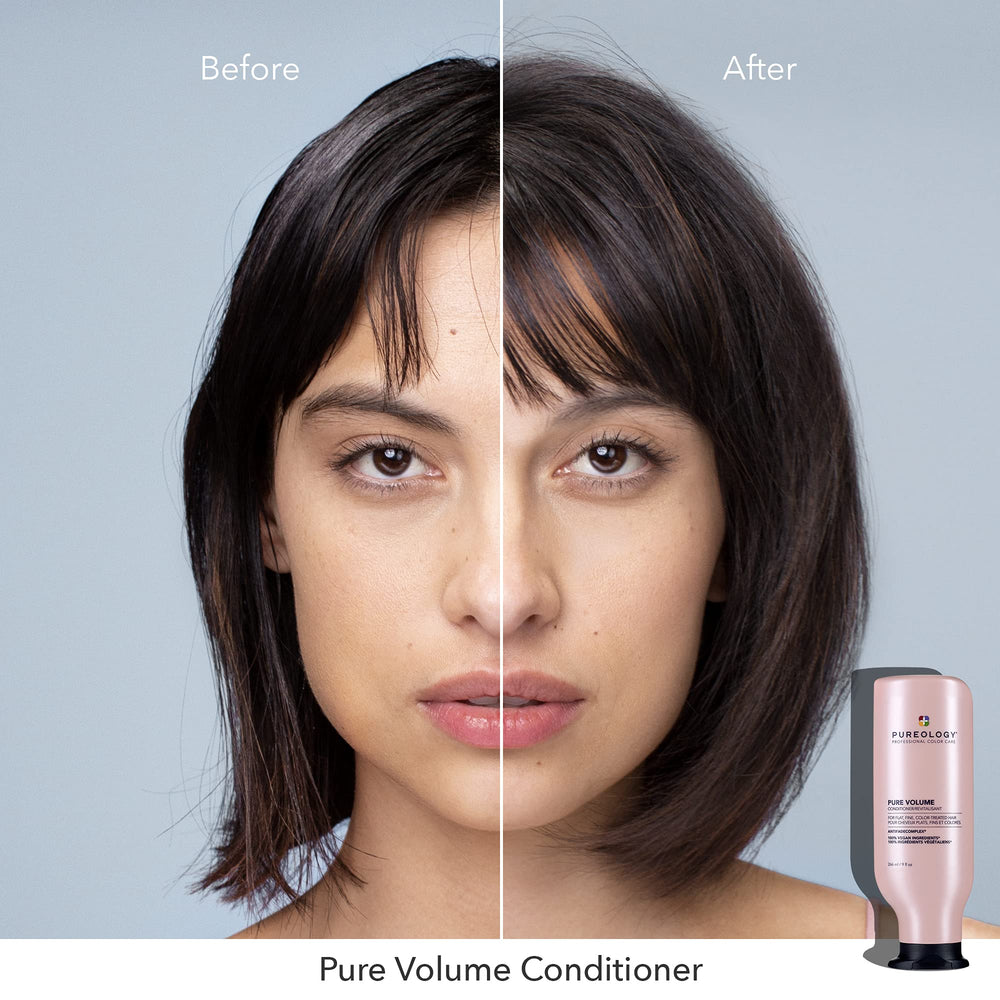 Pureology close-up of conditioned hair showing increased body and shine