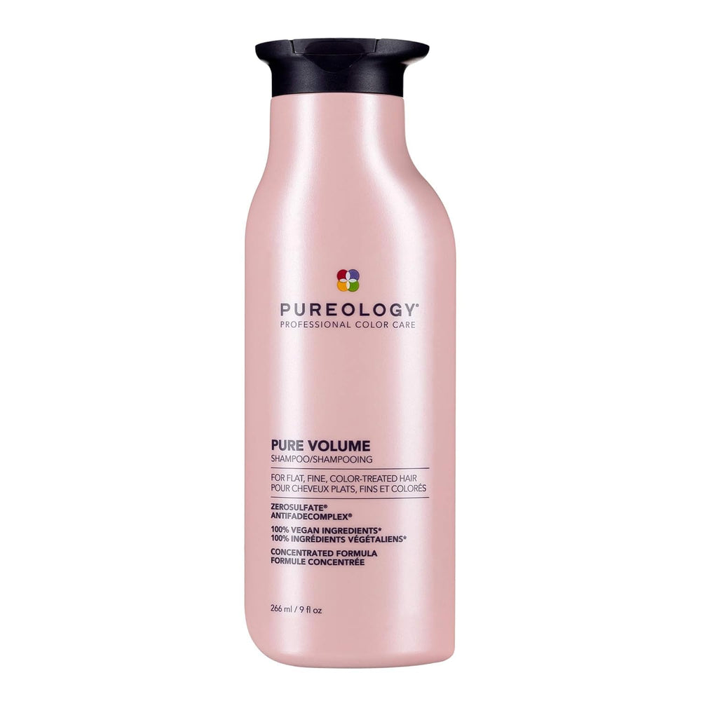 Pureology bottle front view showing brand and volumizing shampoo benefits