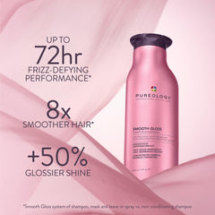 Shiny post-wash hair using Pureology for visible glossy finish