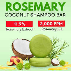 PureRootss shampoo bar top view with rosemary color and gentle lather